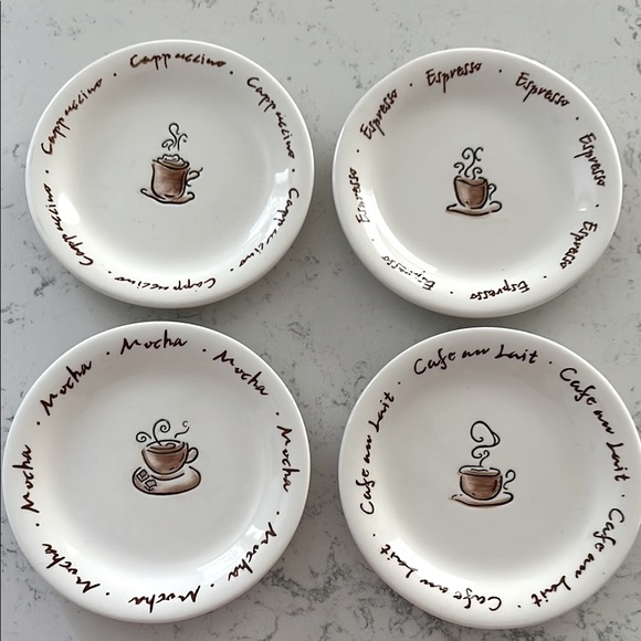 Pottery Barn Coffee Themed Plate Set - Picture 1 of 6